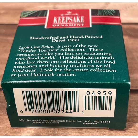 1991 HALLMARK KEEPSAKE ORNAMENT QX495-9 LOOK OUT BELOW TENDER TOUCHES MOUSE - Picture 3 of 6